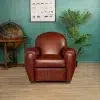 Fauteuil club cuir Gentleman cognac en ambiance