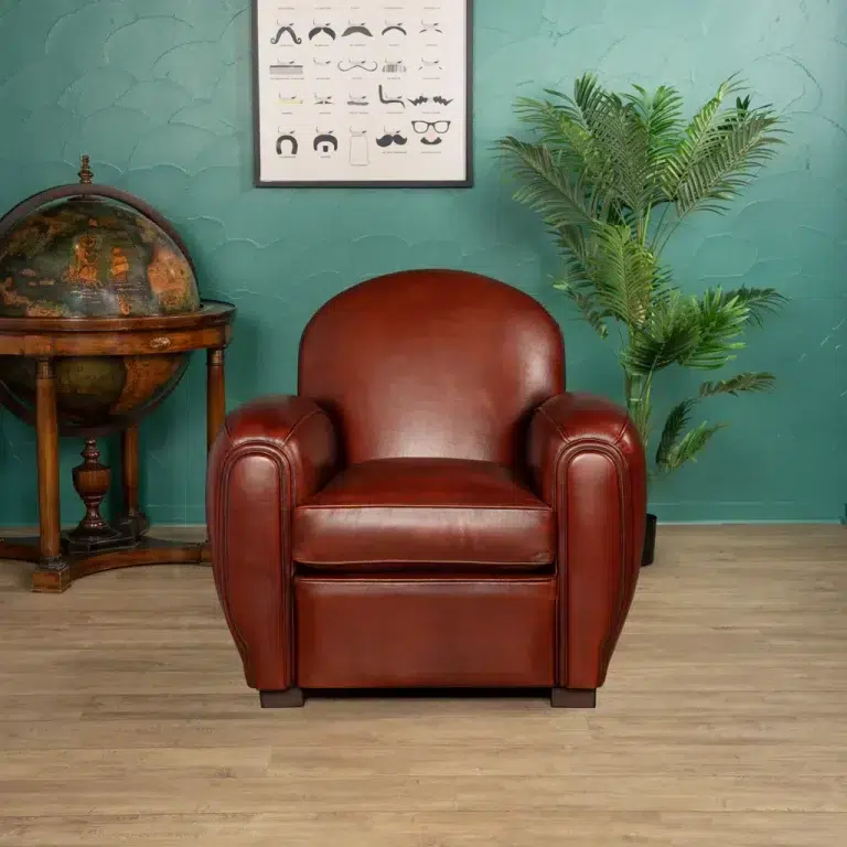 Fauteuil club cuir Gentleman cognac en ambiance