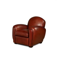 Fauteuil club cuir Gentleman cognac vue de 3/4