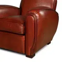 Fauteuil club cuir Gentleman cognac, zoom accoudoir