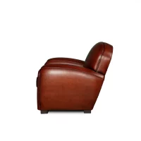 Fauteuil club cuir Gentleman cognac vue de côté