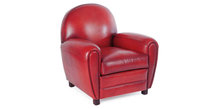 Fauteuil Club Cuir Années Folles rouge