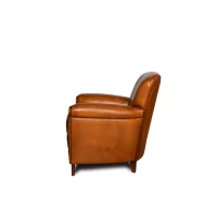 Fauteuil club cuir Passy miel vue de profil