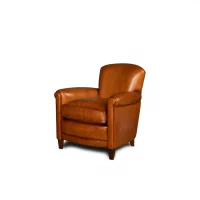 Fauteuil club cuir Passy miel, vue de 3/4