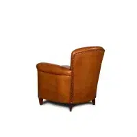 Fauteuil club cuir Passy miel, vue de 3/4 dos