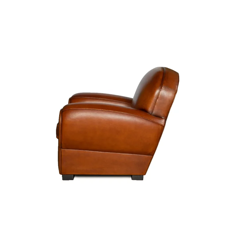 Fauteuil club Auteuil havane, vue de côté