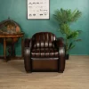 Fauteuil Club Cuir Corvette couleur chocolat