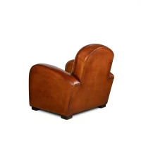 Fauteuil club cuir Hemingway havane, vue de 3/4 dos