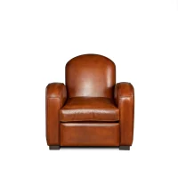 Fauteuil club cuir Hemingway havane, vue de face