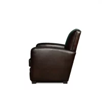 Fauteuil Club cuir Léon chocolat, vue de côté