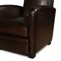 Fauteuil Club cuir Léon chocolat, zoom accoudoir