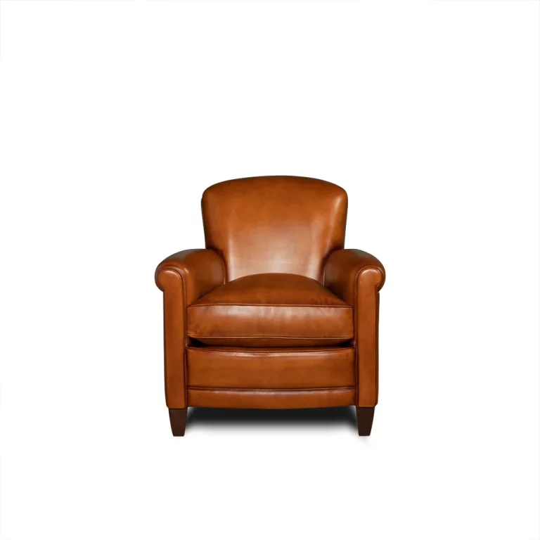 Fauteuil club cuir Passy miel vue de face