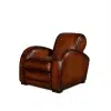 Fauteuil club cuir Texas havane nuancé, vue de 3/4