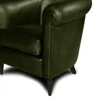 Fauteuil club cuir Harry's vert anglais, zoom accoudoir