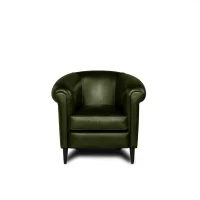 Fauteuil club cuir Harry's vert anglais vue de face