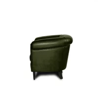 Fauteuil club cuir Harry's vert anglais vue de côté