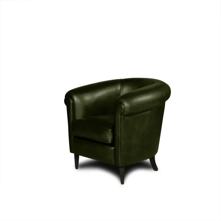 Fauteuil club cuir Harry's vert anglais vue de 3/4