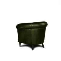 Fauteuil club cuir Harry's vert anglais vue de 3/4 dos