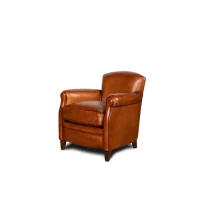 Fauteuil club cuir Parisien havane vue de 3/4