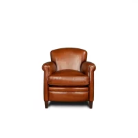 Fauteuil club cuir Parisien havane vue de face