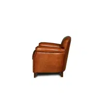 Fauteuil club cuir Parisien havane vue de côté