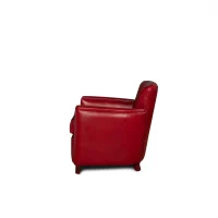 Fauteuil club cuir Belle Époque rouge vue de côté