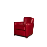 Fauteuil club cuir Belle Époque rouge vue de 3/4