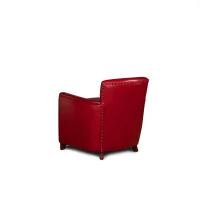 Fauteuil club cuir Belle Époque rouge vue de 3/4 dos