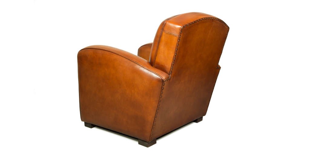 Fauteuil Club Art Déco en Cuir Cognac en vente sur