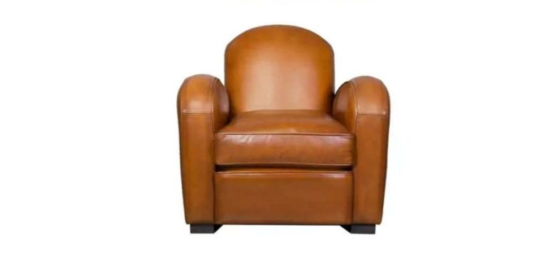 Hemingway child club chair, honey leather, front view