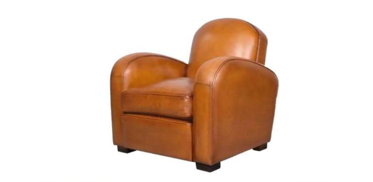 Fauteuil club enfant Hemingway, cuir miel, vue de 3/4