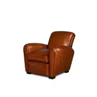 Fauteuil club cuir Chaplin havane vue de 3/4