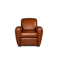 Fauteuil club cuir Chaplin havane vue de face