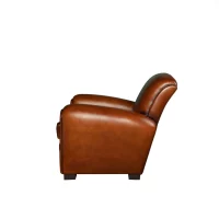 Fauteuil club cuir Chaplin havane vue de côté