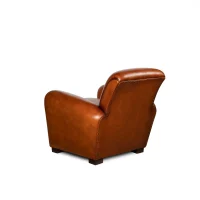 Fauteuil club cuir Chaplin havane vue de 3/4 dos