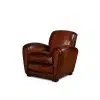 Fauteuil club cuir Joseph havane nuancé vue de 3/4