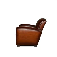 Fauteuil club cuir Joseph havane nuancé vue de profil