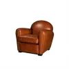 Fauteuil club cuir Epicure havane, vue de 3/4