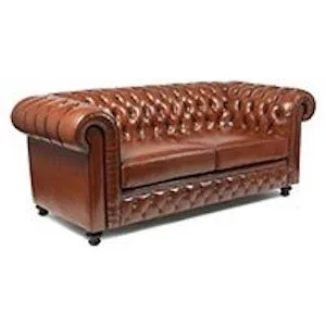 Canapé chesterfield en cuir de basane cognac 