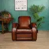 Fauteuil club cuir Texas havane nuancé en ambiance