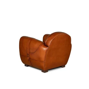 Fauteuil club cuir Gabin havane vue de 3/4 dos