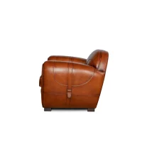 Fauteuil club cuir Gabin havane vue de côté