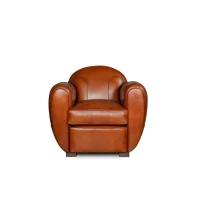 Fauteuil club cuir Gabin havane vue de face