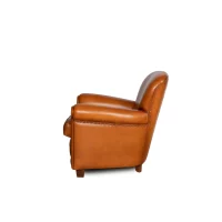 Fauteuil club cuir Gaston miel vue de côté