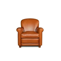 Fauteuil club cuir Gaston miel vue de face