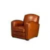 Fauteuil club cuir Grand Carré havane, vue de 3/4