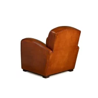 Fauteuil club cuir Grand Carré havane, vue de 3/4 dos