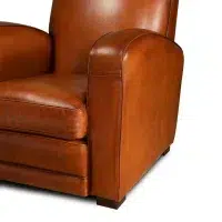 Fauteuil club cuir Grand Carré havane, zoom accotoir