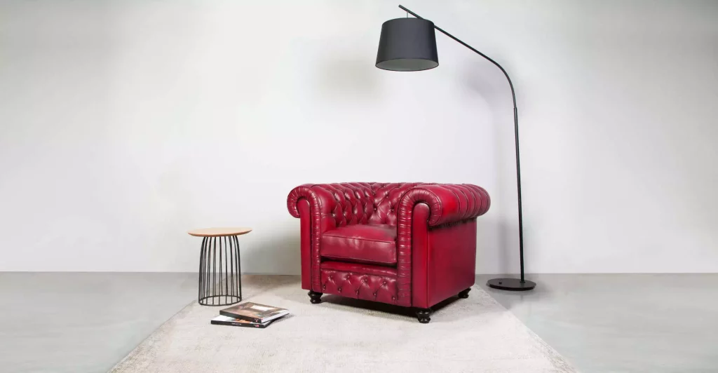 Red Churchill Chesterfield club chair