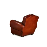 Fauteuil club cuir Grand Moustache cognac, vue de 3/4 dos